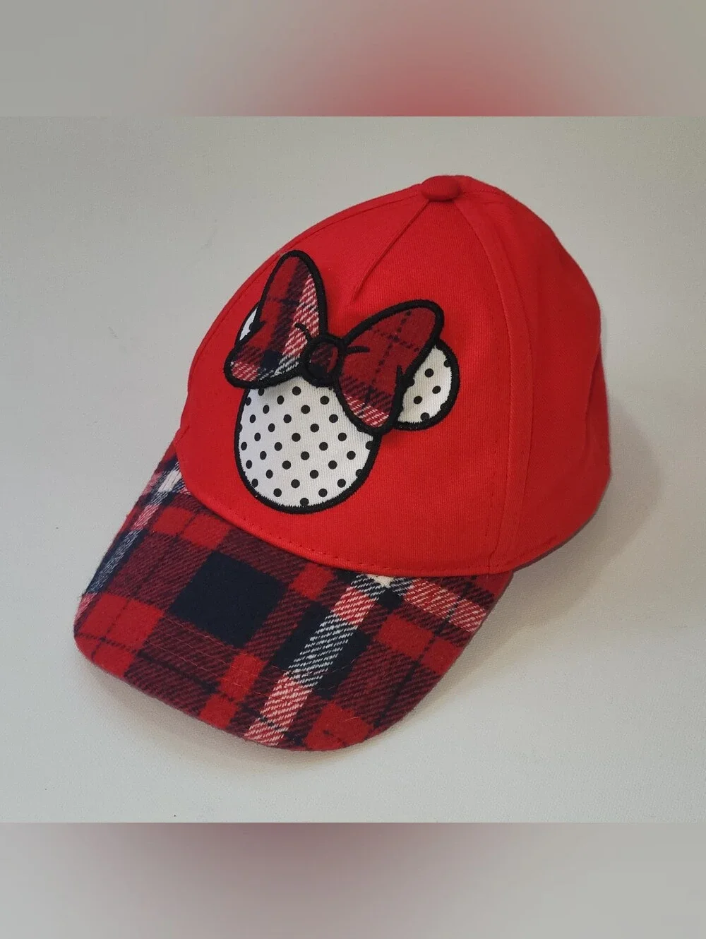 Disney Junior Minnie Mouse Red Plaid Bow Adjustable Girls Baseball Hat Cap